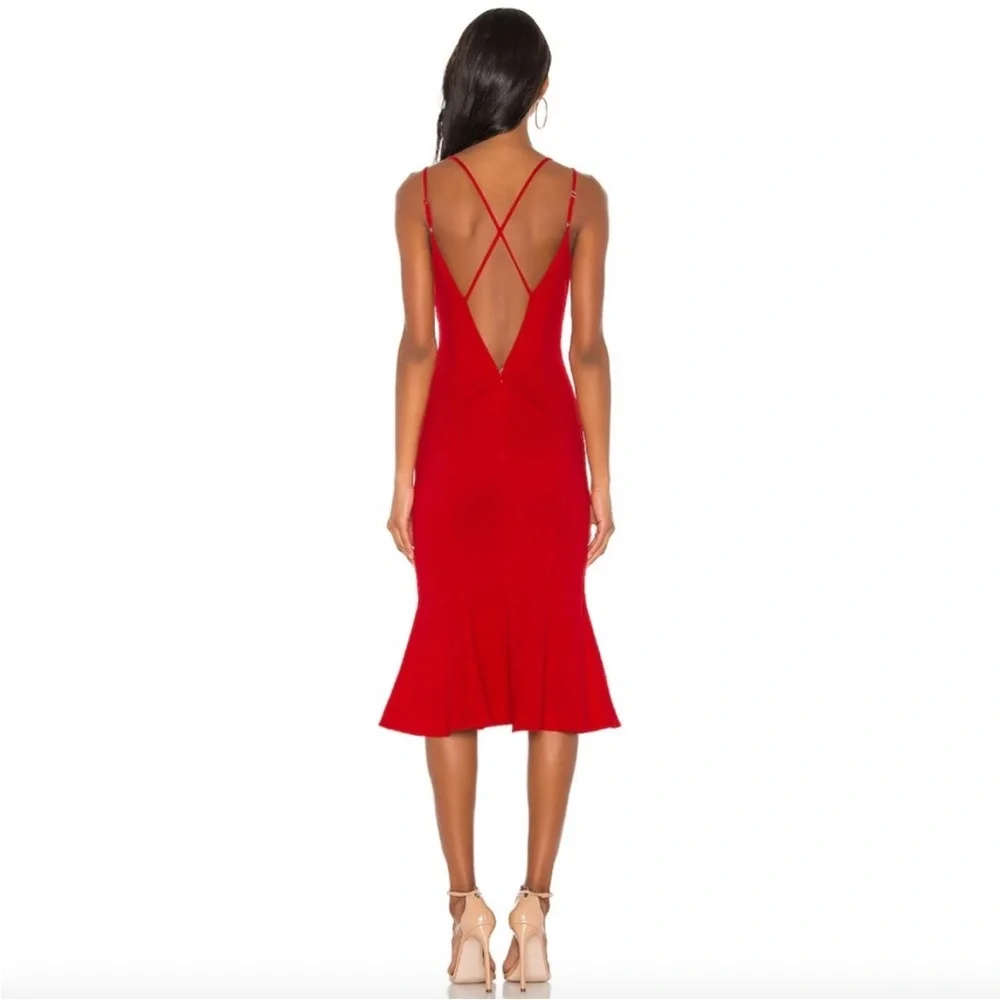 NWT NBD Melody red midi dress - Picture 3 of 5